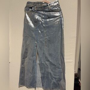 Silver Metallic Maxi Skirt